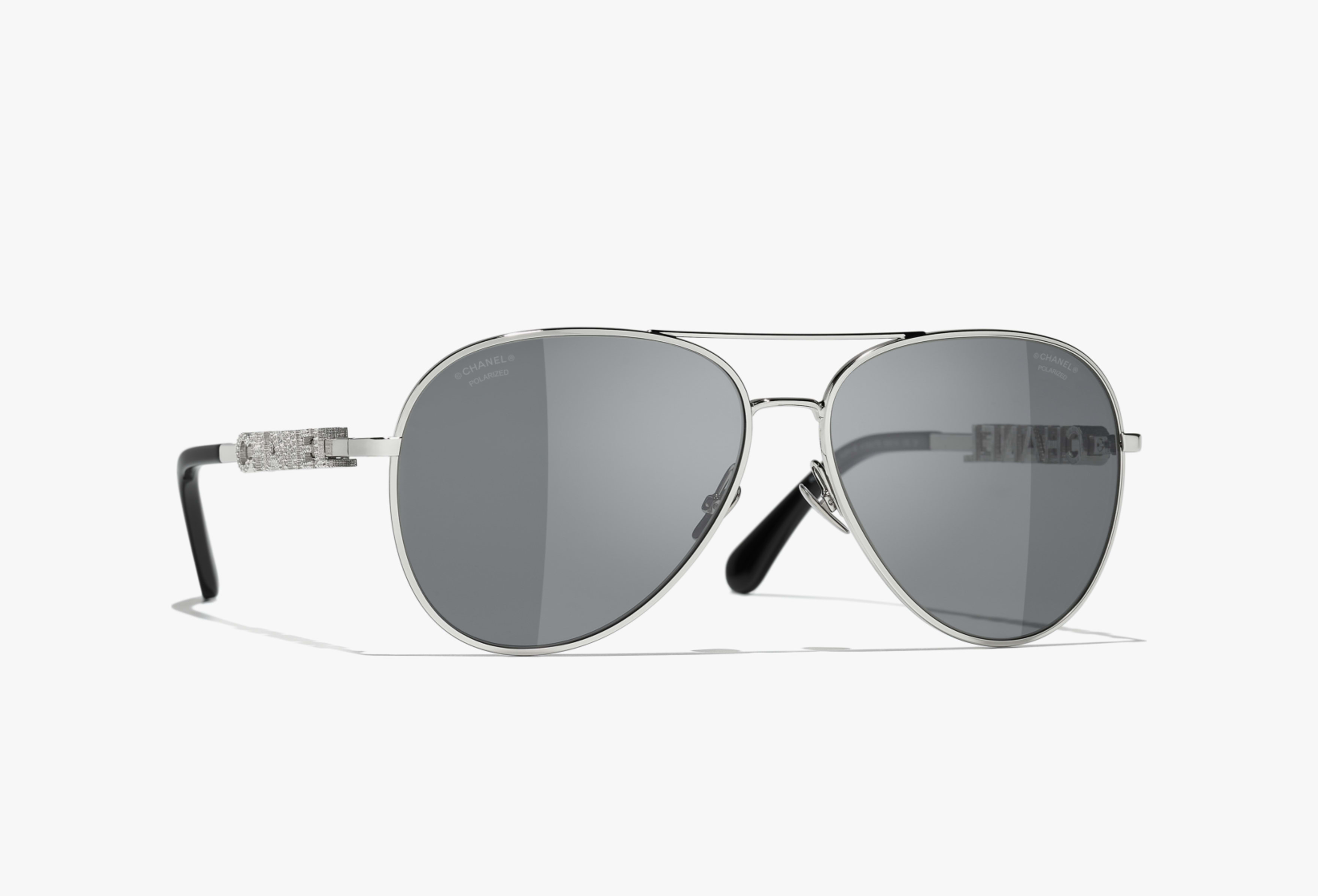 Gafas de sol estilo piloto - Plateado y gris oscuro - Vista por defecto